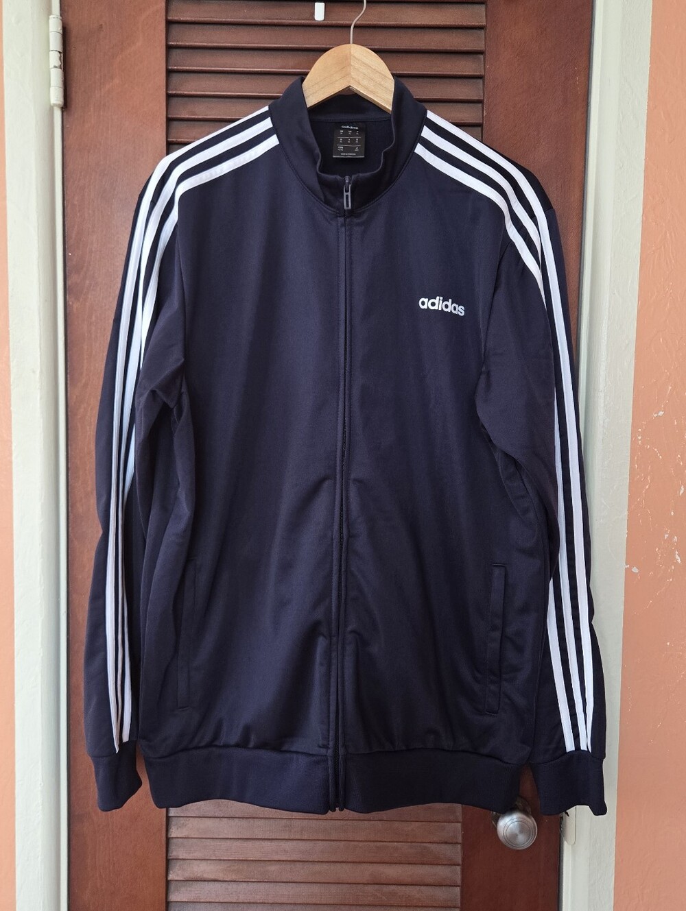 Adidas Navy Track Jacket with White 3-Stripe Detail, XL